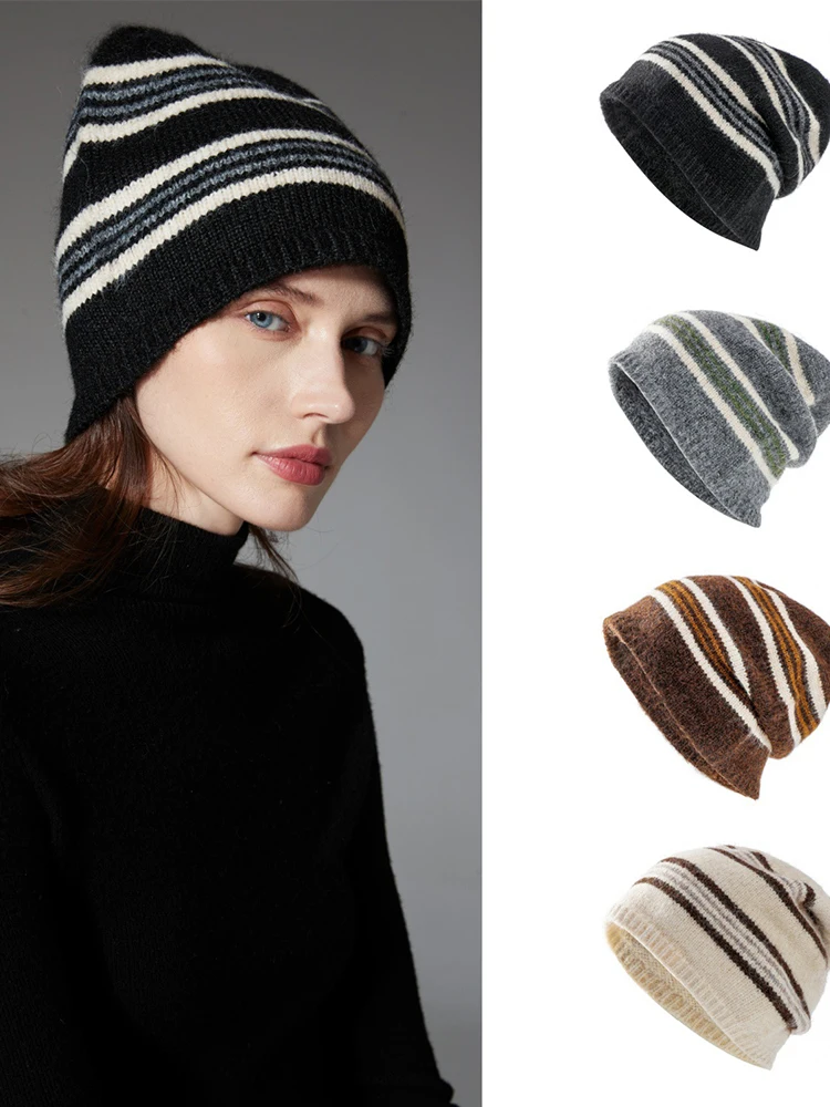 Striped Knitted Bea…
