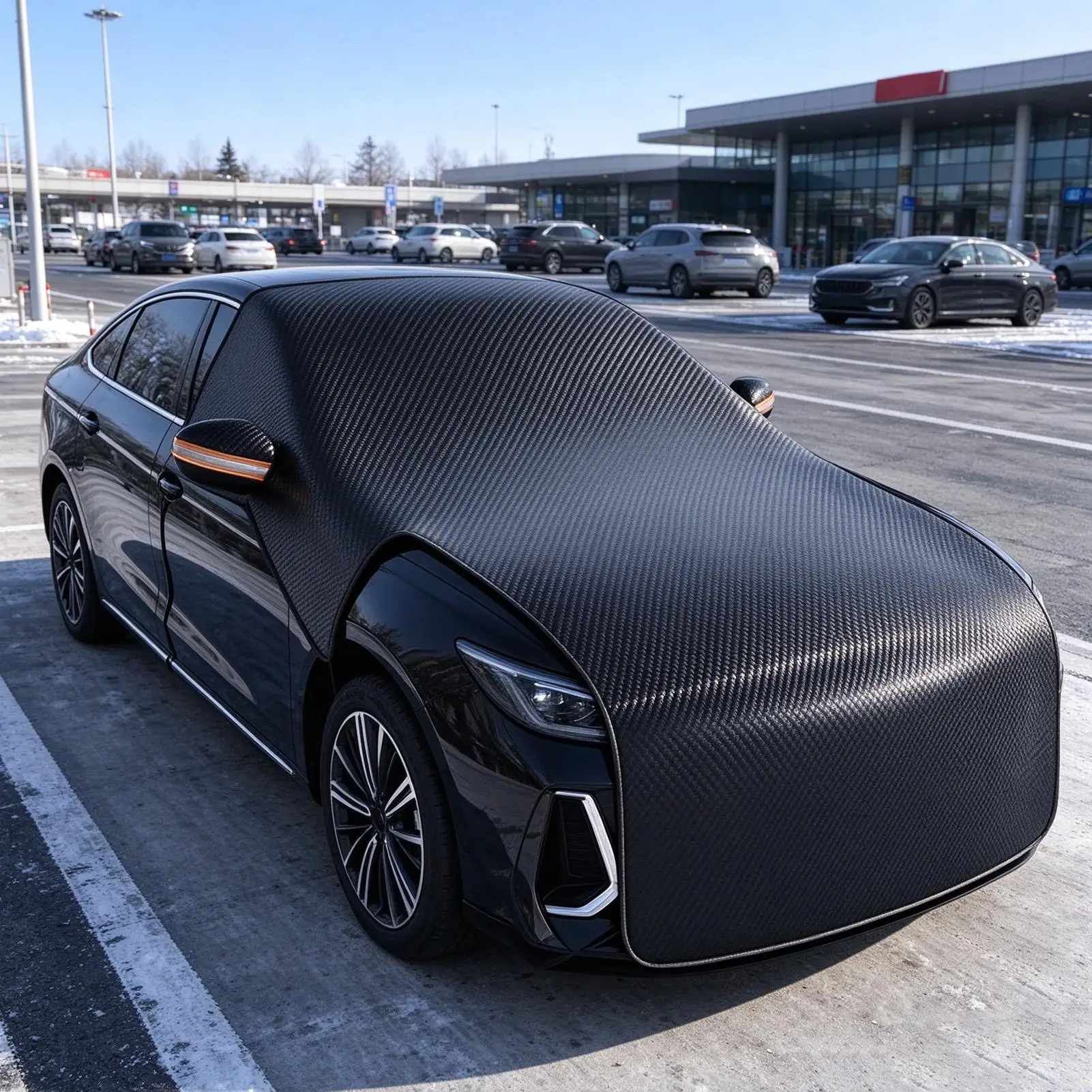 Windshield Snow Cover Thickened Waterproof Automotive Winter Ice Guard Winter Windshield Covers for All Seasons Indoor Outdoor