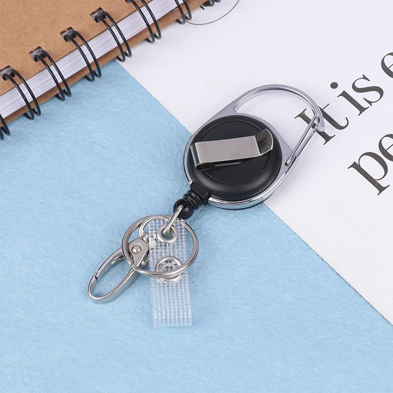 Portable Anti-theft Metal Easy-to-pull Buckle Rope Elastic Keychain Sporty Retractable Key Ring Anti Lost Ski Pass ID Card