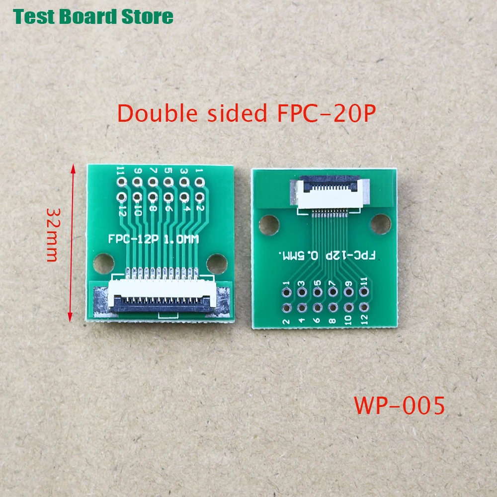 1個のテストボードfpc 6 8 10 12 20 30 24ピンpcb両面ffc fpcフレックスケーブルアダプタピッチ0.5ミリメートル1.0ミリメートルに2.54ミリメートルコネクタ