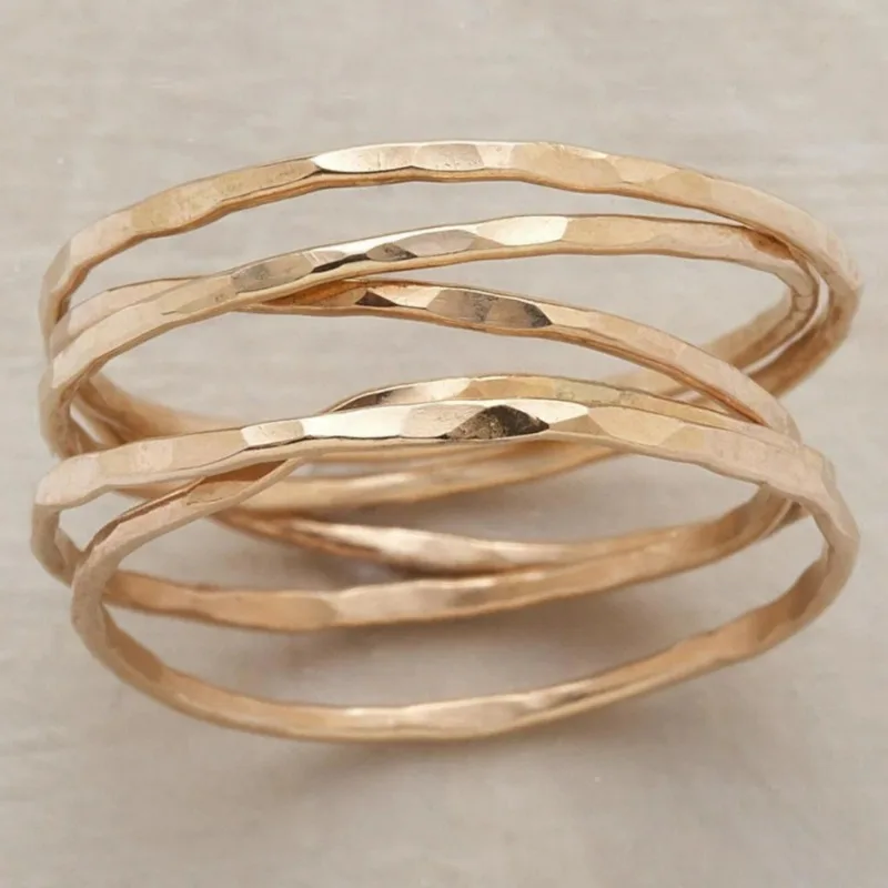 Retro Minimalist Hollowed Out Surround Ring Golden Color Geometry Suitable Daily Wear Ladies Parties Jewelry Anniversary Gifts