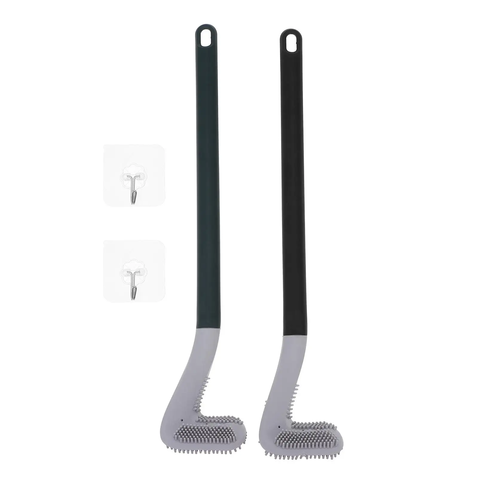 

2Pcs Toilet Brush Silica Gel ABS Material Long Handle AntiSlip Bath Home Office Hotel Accessories