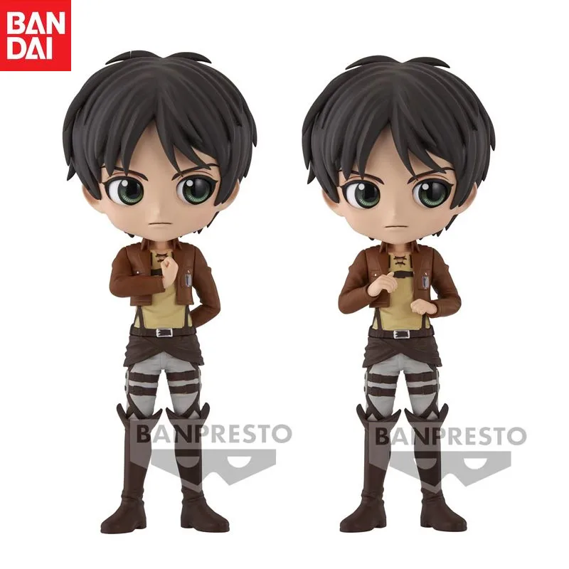 In Stock Bandai Original Q Posket Anime Attack on Titan Eren Jaeger 2 Action Figure Model Holiday Gifts