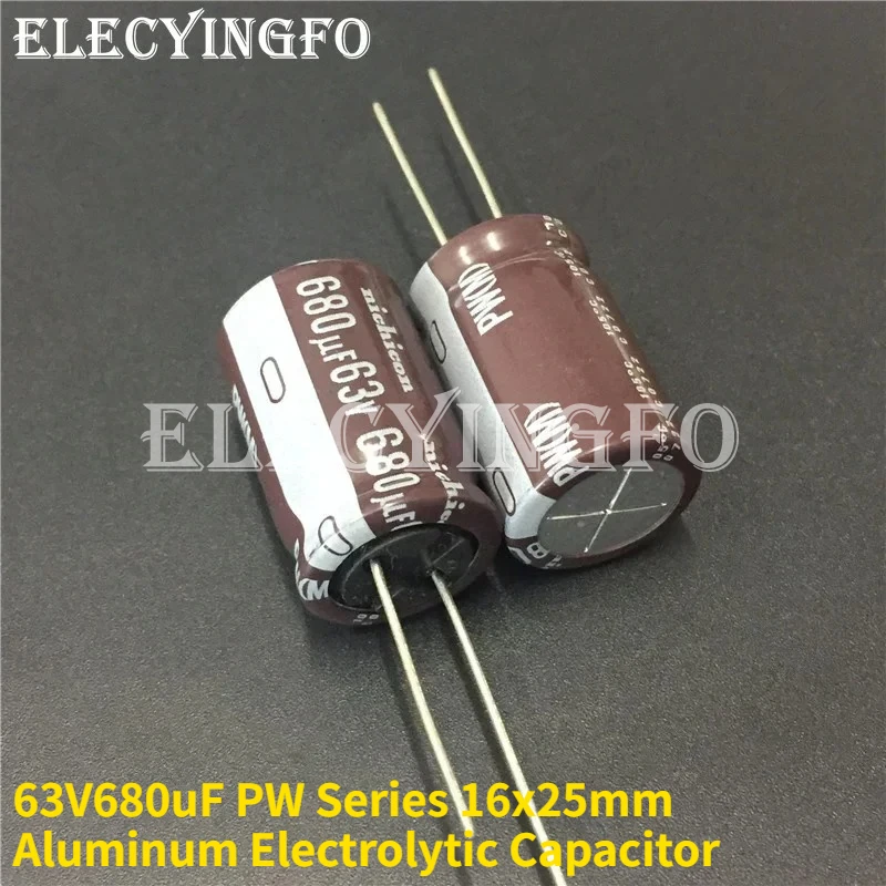 

2Pcs/20Pcs NICHICON PW Series 680uF/63V 16x25mm Low Impedance 63V680uF Aluminum Electrolytic Capacitor