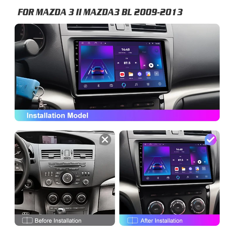 QSZN For Mazda 3 II Mazda3 BL 2009-2013 2 din Android 13.0 Car Radio Multimedia Video Player GPS Navigation 4G Carplay Head unit