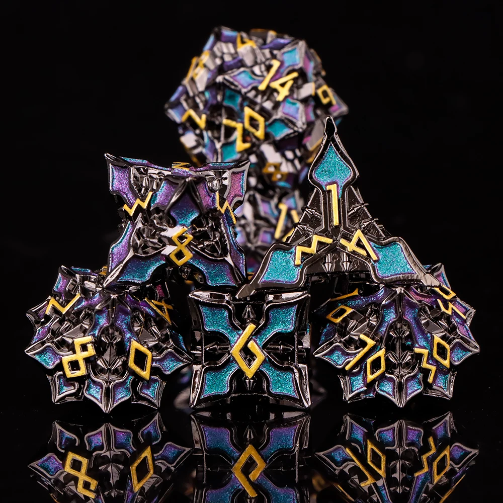 

Набор металлических игральных костей для ролевых игр DND Многогранные игральные кости с острыми краями для настольных игр