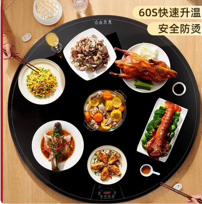 Multifunctional Smart Food Warmer Plate - Electric Rotating Heating Tray with Manual Mode, Insulated Dining Table for Daily