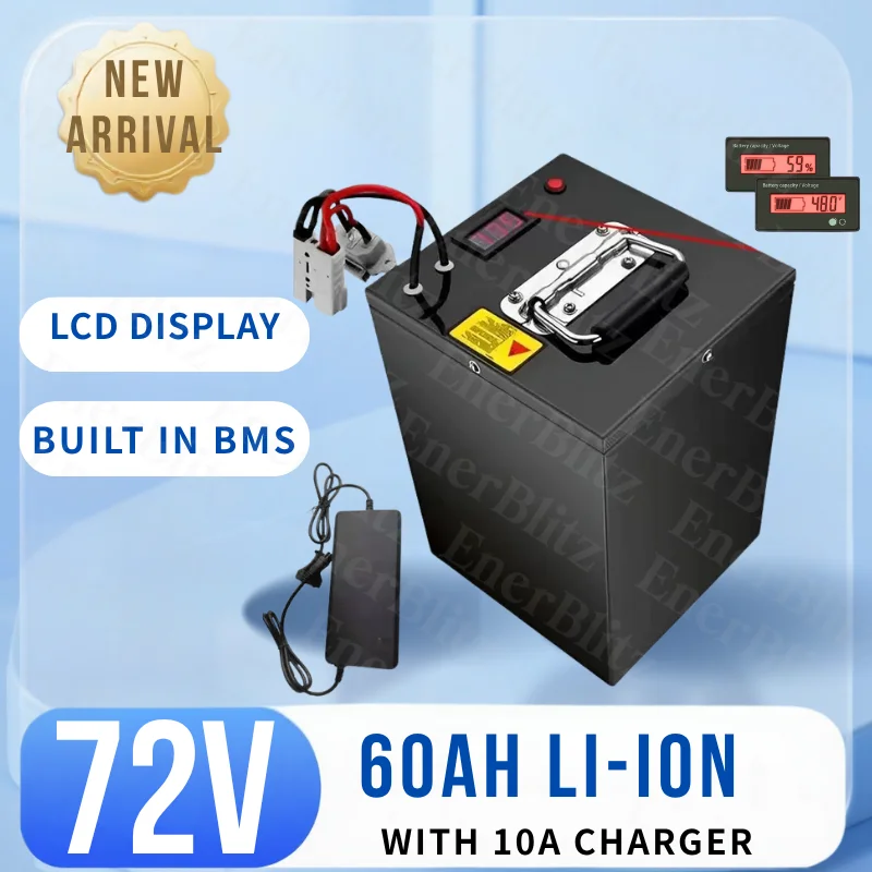 

EB 72v 60Ah 60A li-ion lithium polymer battery pack replacement 50Ah 70Ah for 3000W 5000W 6000W 7000W Boat,golf car,camping car
