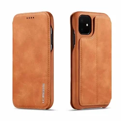 Genuine Leather Flip Cover for iPhone 17 16 15 14 13 12 11 Pro Max Mini XS XR Plus SE Case Slot Magnet Shell Stand Holder Funda