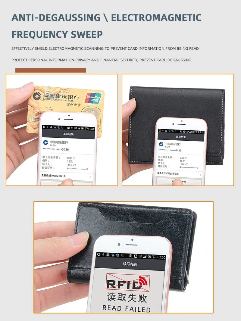 2025 Anti Rfid Card Holder Case Men Wallets Business Id Credit Bank Cardholder Bag Male Slim Metal Leather Smart Magic Wallet