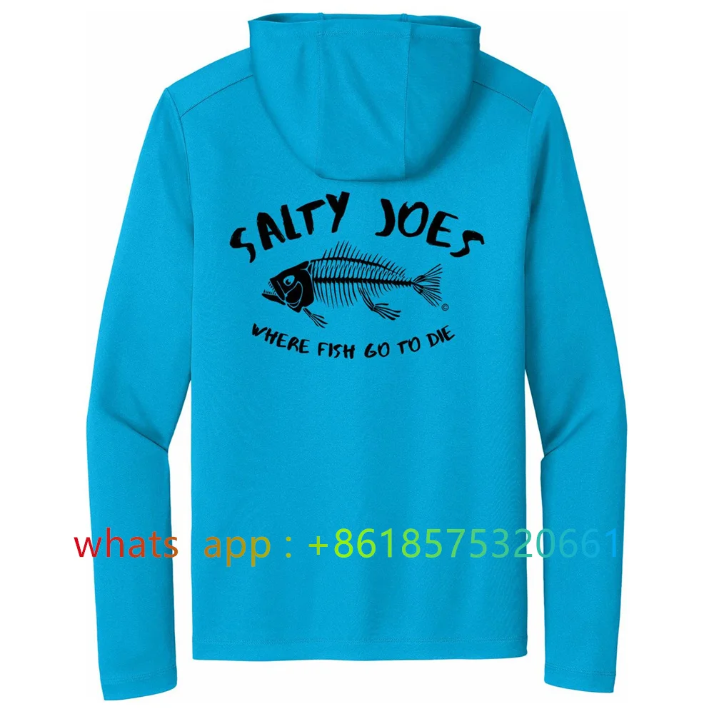 Salty Joe's Langarm-Sonnenhemd, Outdoor-Seefischen, atmungsaktiver Kapuzenpullover, Seefischen, neue Performance-T-Shirts, UV-Schutz