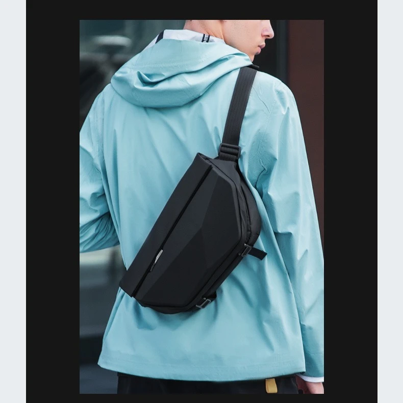 

Personalized geometric cross-body chest bag multi-function leisure business single-shoulder bag waterproof Oxford men's bag