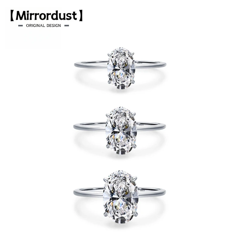 

【Mirrordust】S925 Серебряное овальное кольцо с голубиным яйцом для женщин, легкая роскошь, супер сверкающее кольцо с платиновым покрытием с имитацией бриллианта