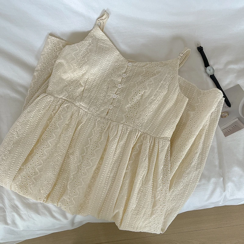 

Temperament Sweet Women's Slip Dress Summer New High Waist Slim Fit Gentle Style A-line Dreses Chic V-neck Beach Dress