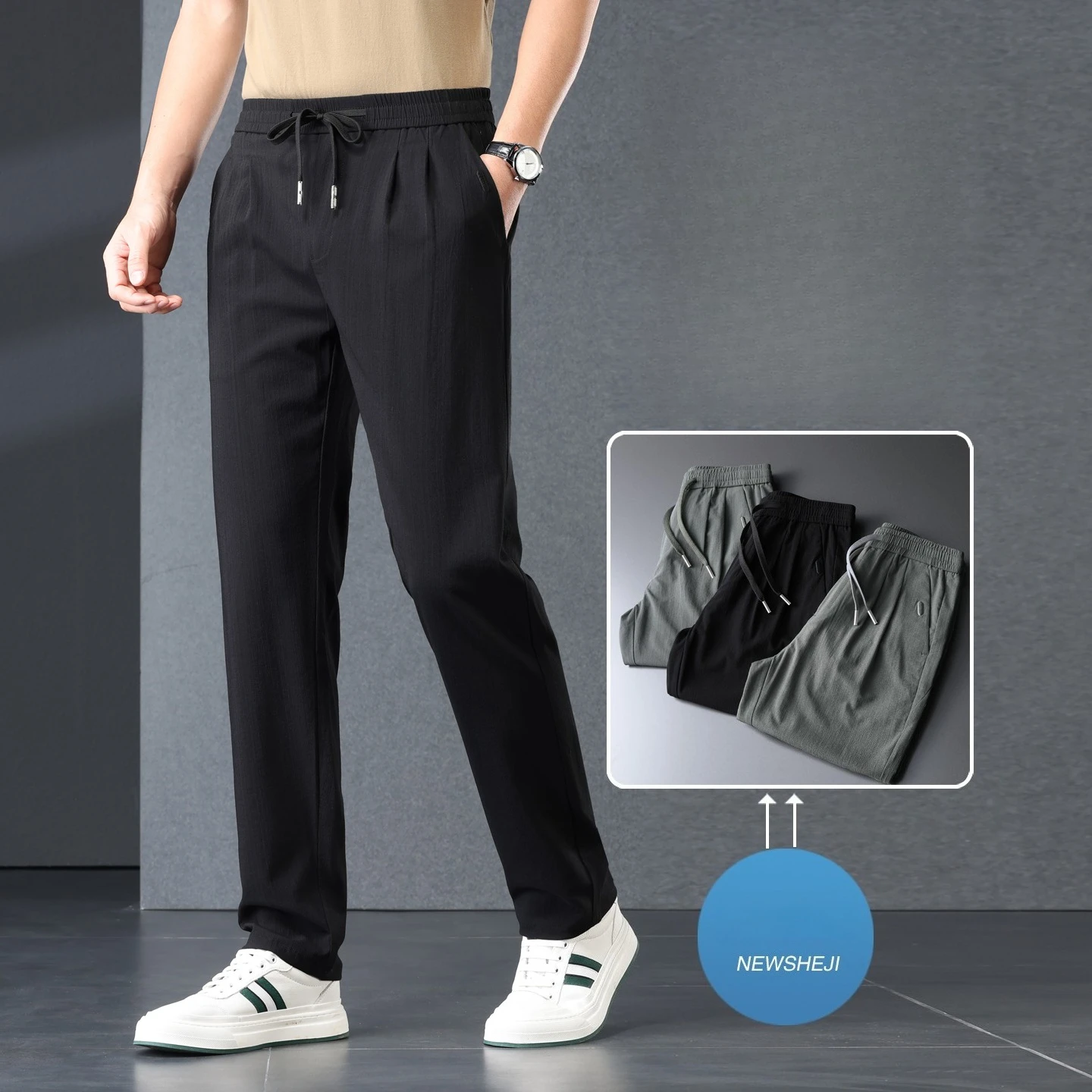 

Брендовые мужские повседневные брюки 2026 года: летние, тонкие, дышащие, деловые, прямые, универсальные, с высокой эластичностью