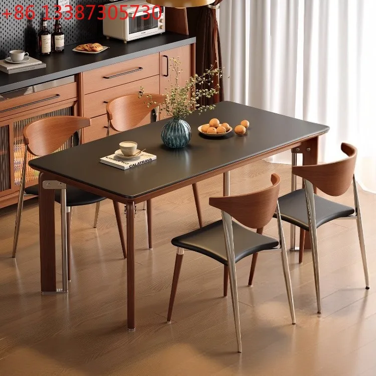 

Обеденный стол Bauhaus из массива дерева с каменной столешницей, новый, высококачественный, в американском антикварном стиле, прямоугольный, для дома