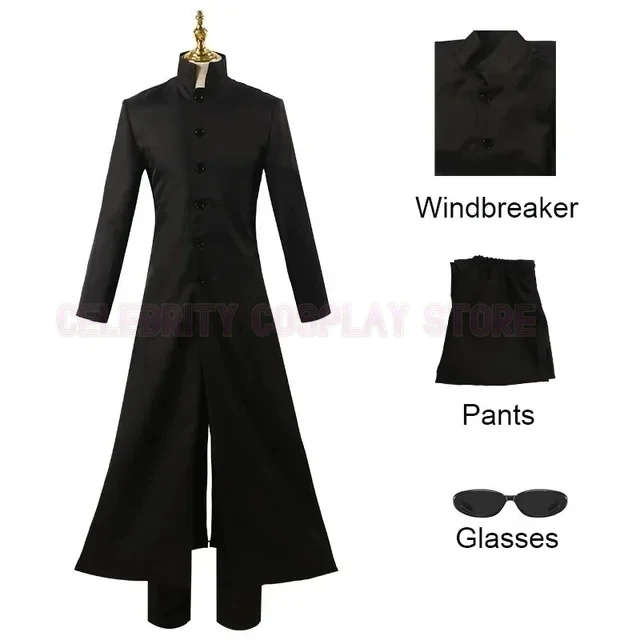 

The Matrix Neo Cosplay Costume Movie Neo Trench Black Coat Uniform Cosplay Costume Adult Women Men Halloween Party Costume