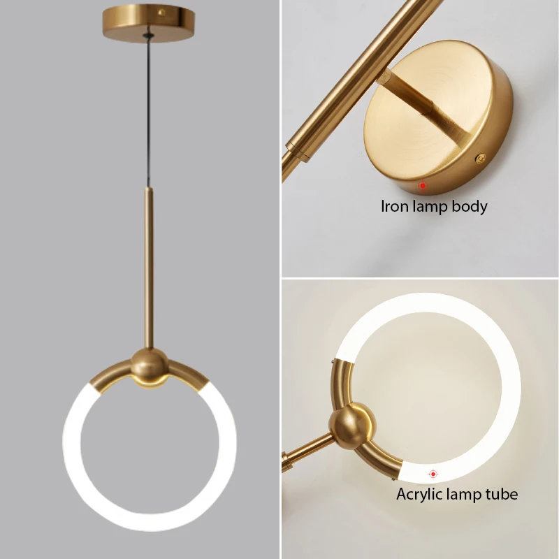 Moderne LED-Kreis Pendel leuchten Leuchten hängen Schlafzimmer Lampen für Home Decora Beleuchtung Gold schwarz Drop light Küchen leuchten