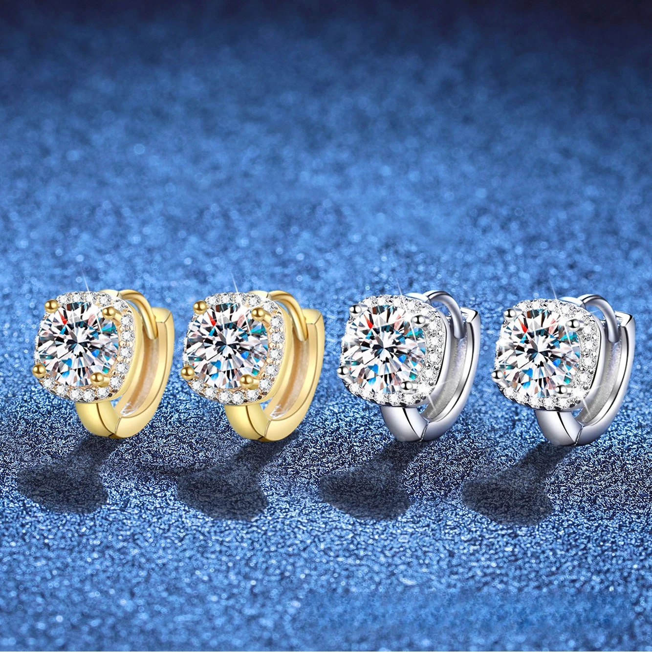 

925 Sterling Silver Moissanite Hoop Earrings featuring Halo Design Brilliant Cut Sparkling Elegance Ideal Women's Gifts