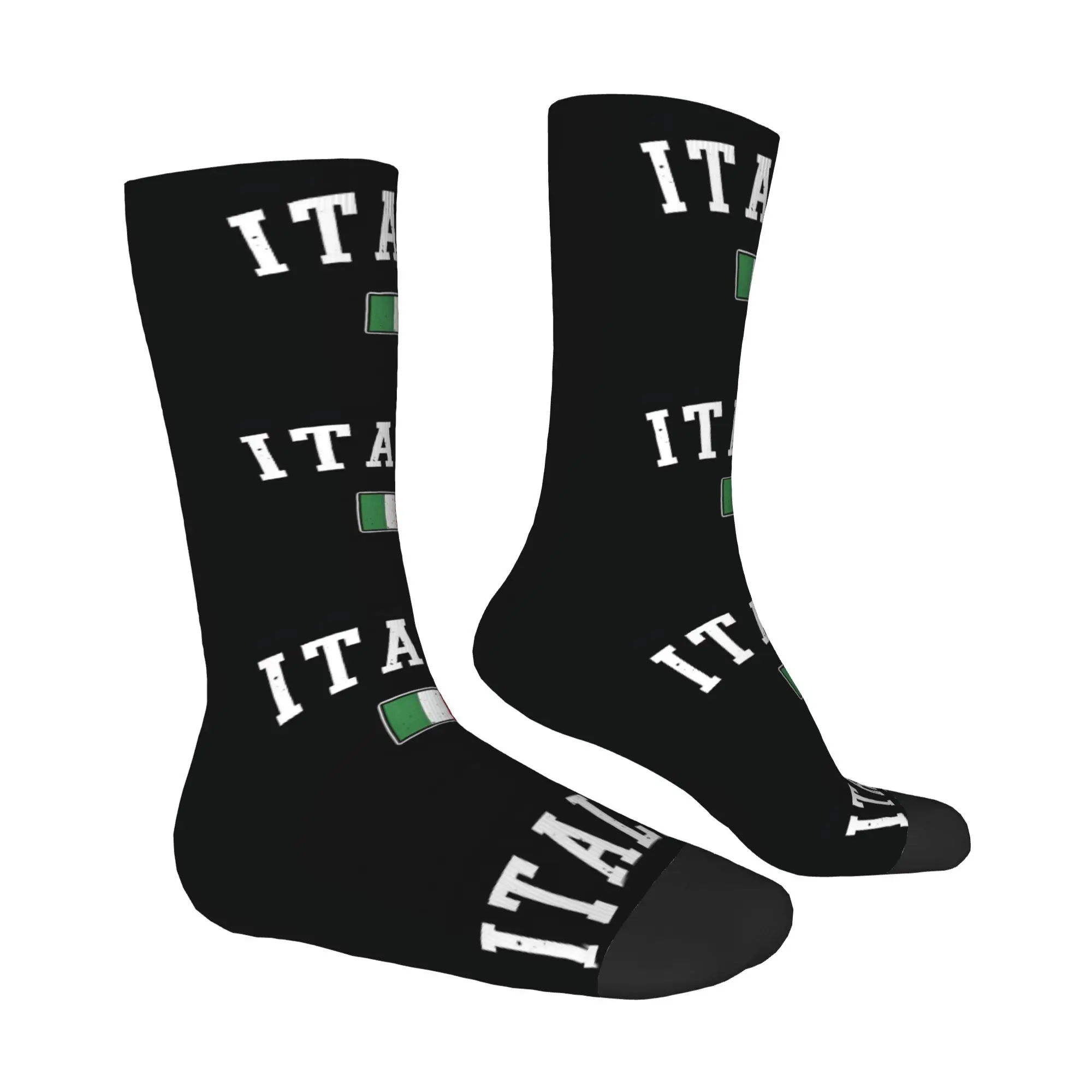 남성용 재미 있은 양말 이탈리아 국기 힙합 하라주쿠 해피 품질 패턴 인쇄 승무원 양말 원활한 선물