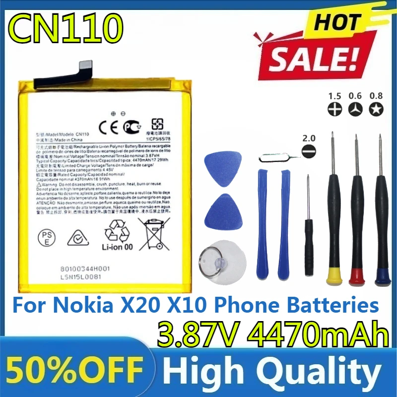 

Новая высококачественная сменная батарея высокого качества CN110 для Nokia X20 X10, аккумуляторы для телефонов Bateria
