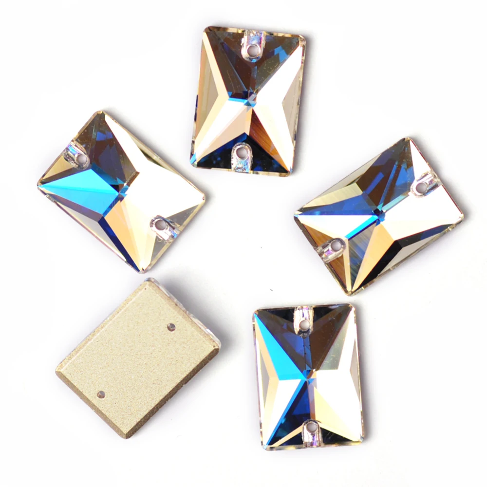 Pubrilex Rechteckige Flache Strasssteine zum Aufnähen, Glas-Strass-Kristallsteine für Kleidung und Schmuck. – Detail 8