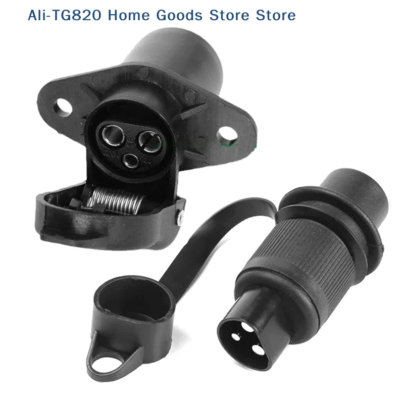 [TG820]3 Pin Trailer Socket Connectors Round 3 Pole Plug-in Trailer Tractor Plug For Electrical Caravan Truck 12V