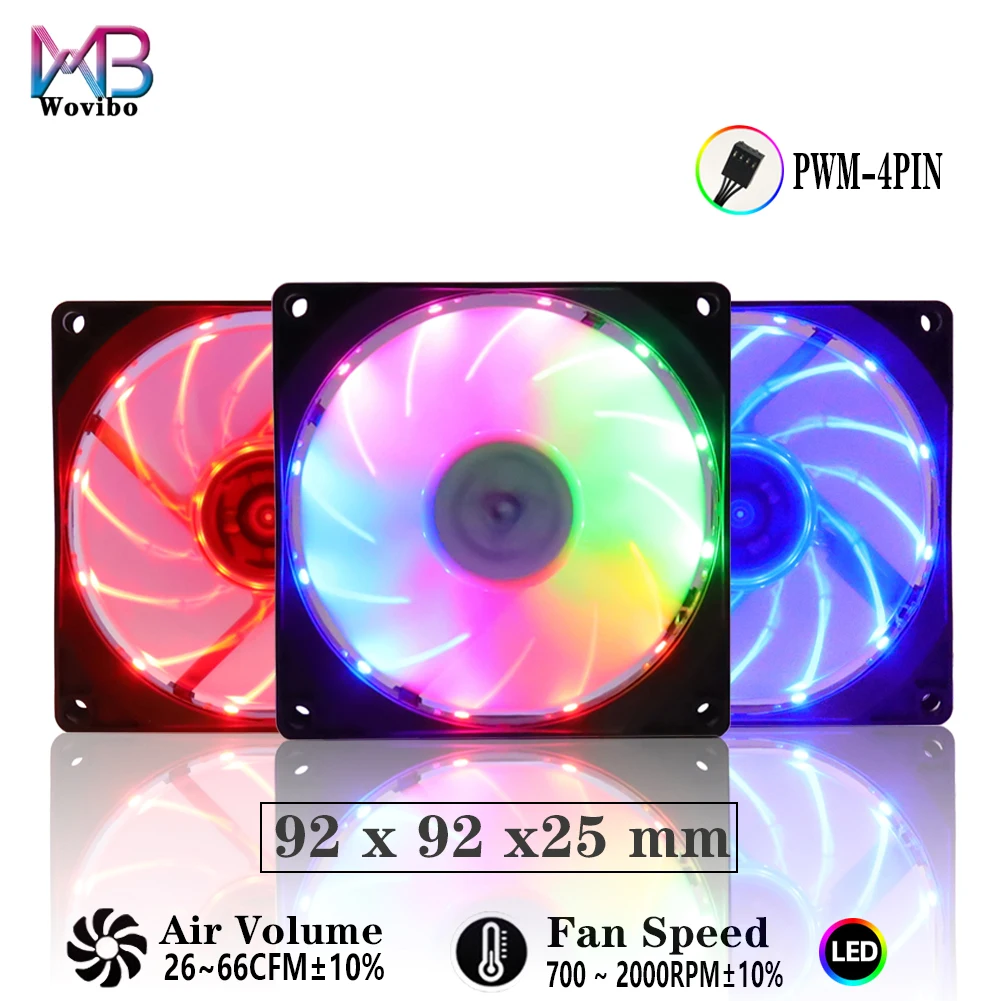 Wovibo 90mm Fan 92mm Pwm 4PIN Computer Case Ventilador Fans Silent 12V 9cm For Chassis Cpu Cooler Cooling Radiator