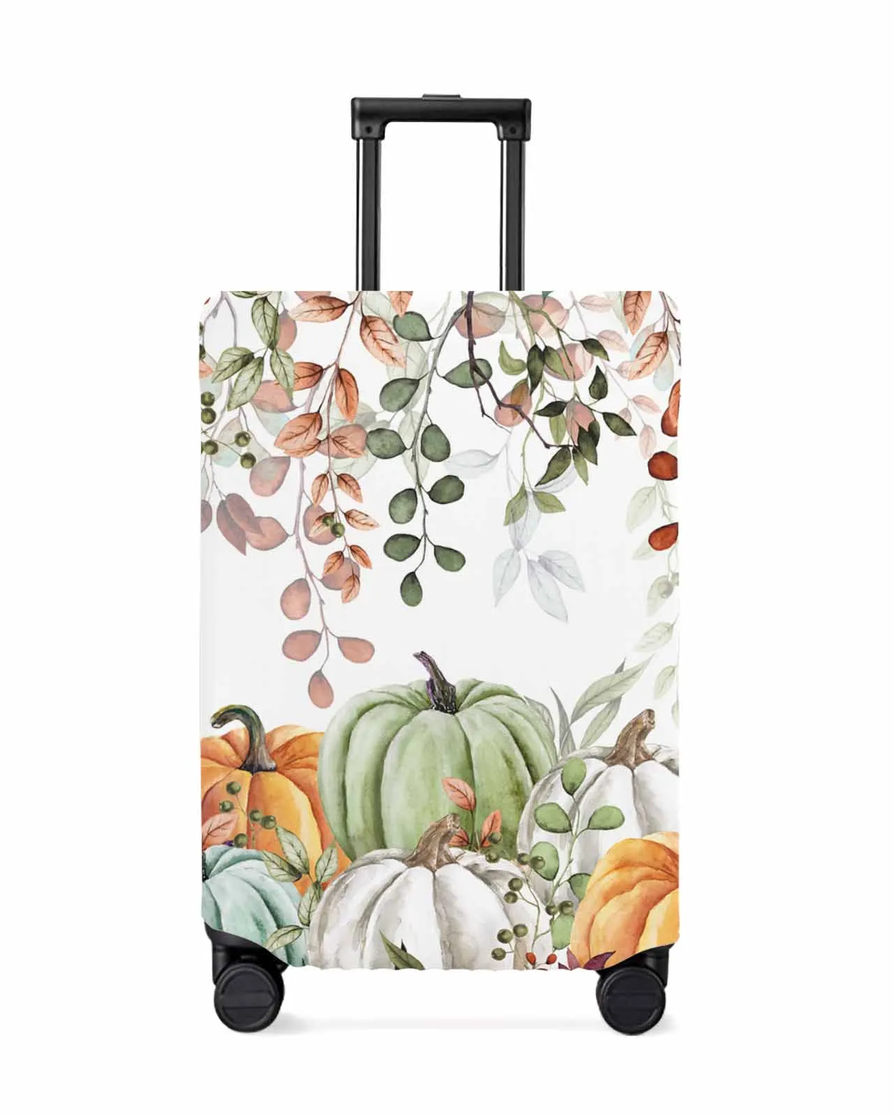 Thanksgiving Green Pumpkin Eucalyptus Leaves Protective Cover For Travel Accessories Suitcase Elastic Dust Case Protect Sleeve