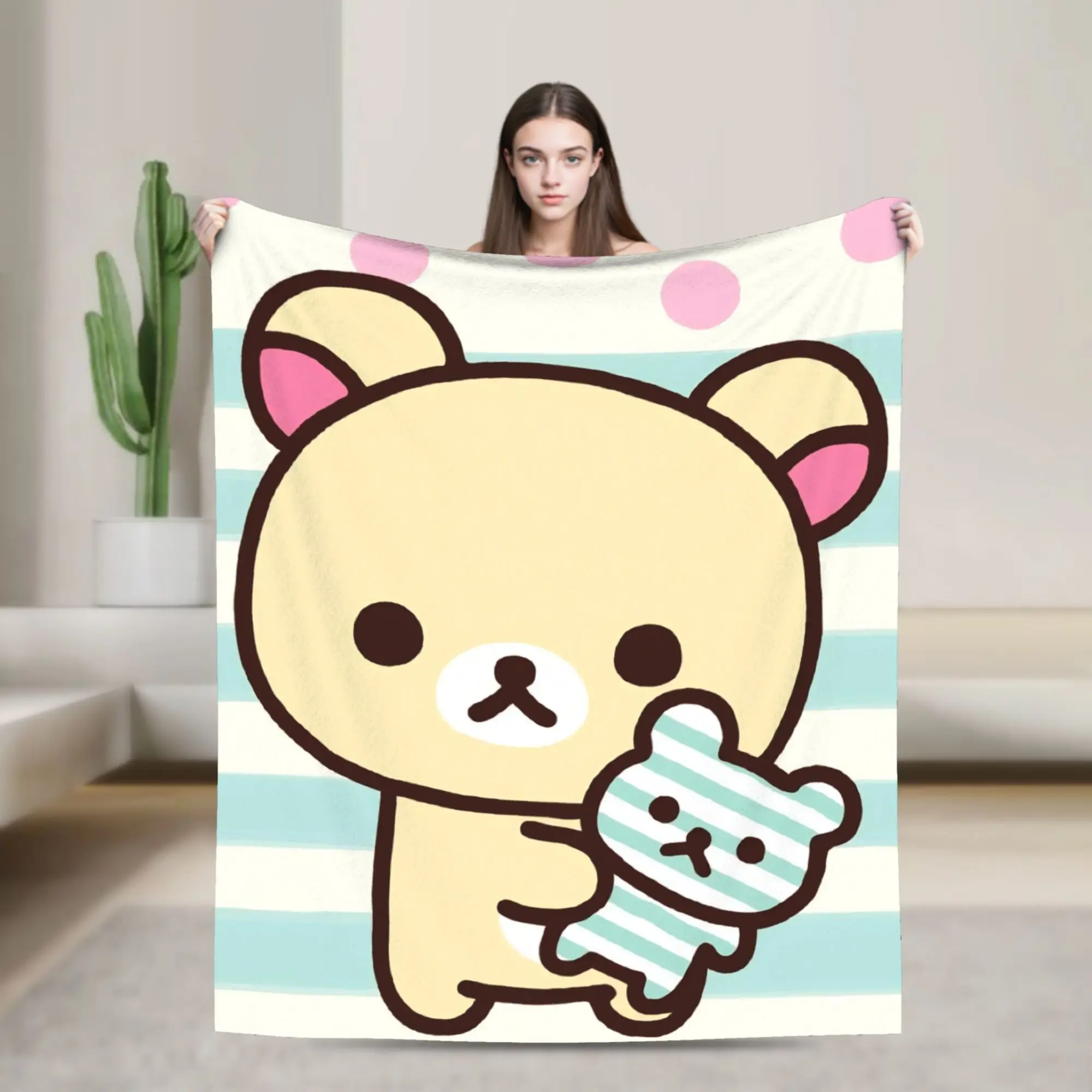R-Rilakkumas Cartoo Throw Blanket for Couch  Soft Fuzzy Plush Blanket 50x60 Inch Multi-size Bedspreads for All Seasons