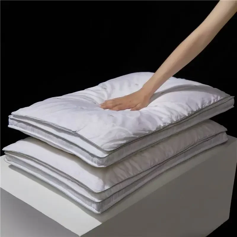 Natural Silk Filled Pillow Cotton Jacquard White Luxury Embroidery Detachable Super Soft Bedding Pillow For Women Sleeping