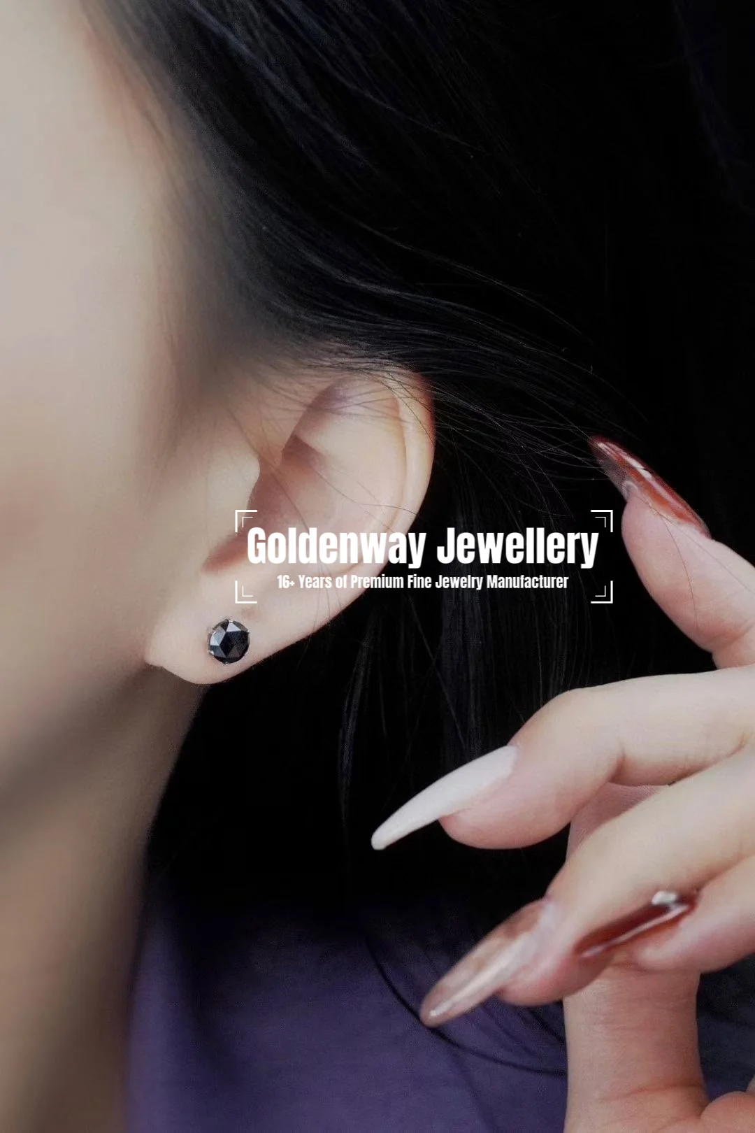 Minimalism 2carat 925 Silver Black Diamond Zircon Ear Stud Unisex Moissanite 4 Prongs Earrings for Women Men Basic Fine Jewelry