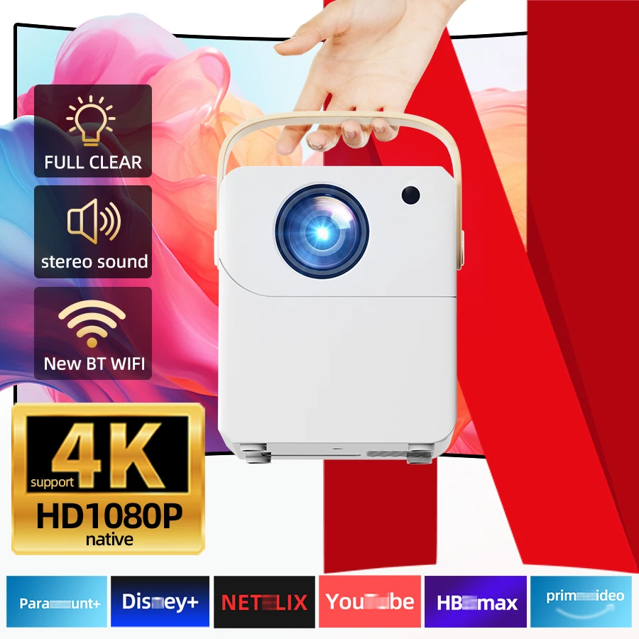 

HD 1080P Android Smart WiFi-проектор 4K для домашнего кинотеатра с функцией дублирования экрана телефона – идеальный подарок для детей на Рождество и День святого Валентина