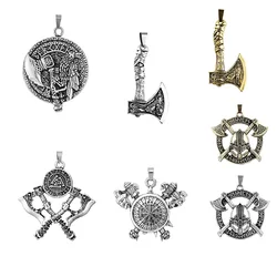 Nordic Vikings Warrior Axe Men's Pendants Personalized and Dominant Series Odin Rune Pendant DIY Making Necklaces Accessories