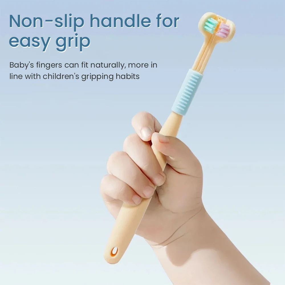 Three Side Clean Toothbrush Soft Bristle CHILDREN\'S Three Head Soft Bristle Toothbrush PC Tube Packaging