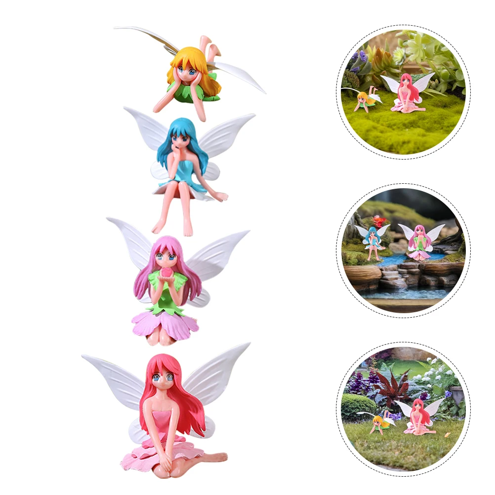 

4 Pcs Micro Landscape Decoration Cake Decorations Miniature Fairy Figurines Decorate
