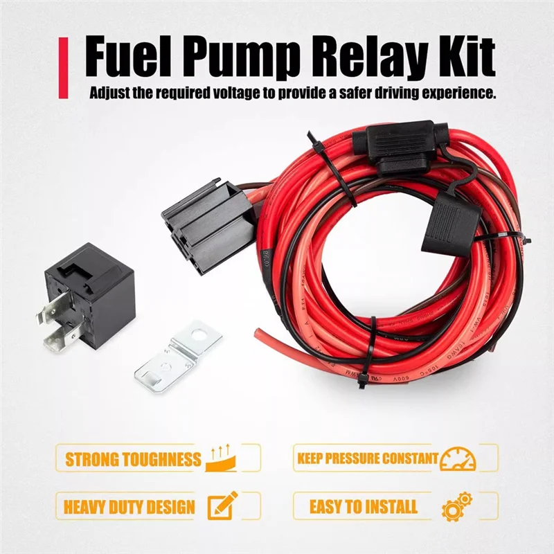 

Universal Electric Fuel Pump Wiring Harness Relay Kit 40A 12V Waterproof Relay Switch Kit P/N 30247