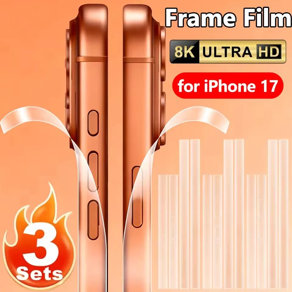 

3/1Sets Frame Hydrogel Film HD Clear Full Covers Side Border Stickers Screen Protectors for IPhone 17/17 Pro/17 ProMax Skin Film