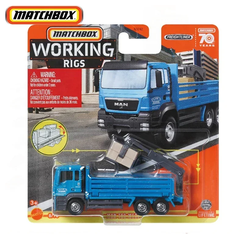 Oryginalny Mattel Matchbox Car Working Rigs Zabawki dla chłopców Metal Diecast Man TGS-Mcab Symulowany model Kolekcja zabawek Prezent urodzinowy