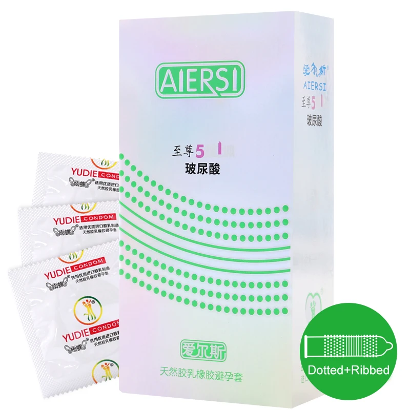 AIERSI Condoms 8 Pcs Hyaluronic Acid Ultra Thin Long-lasting Condom For Men Dots Sex Delay Ejaculation Latex Penis Sleeve