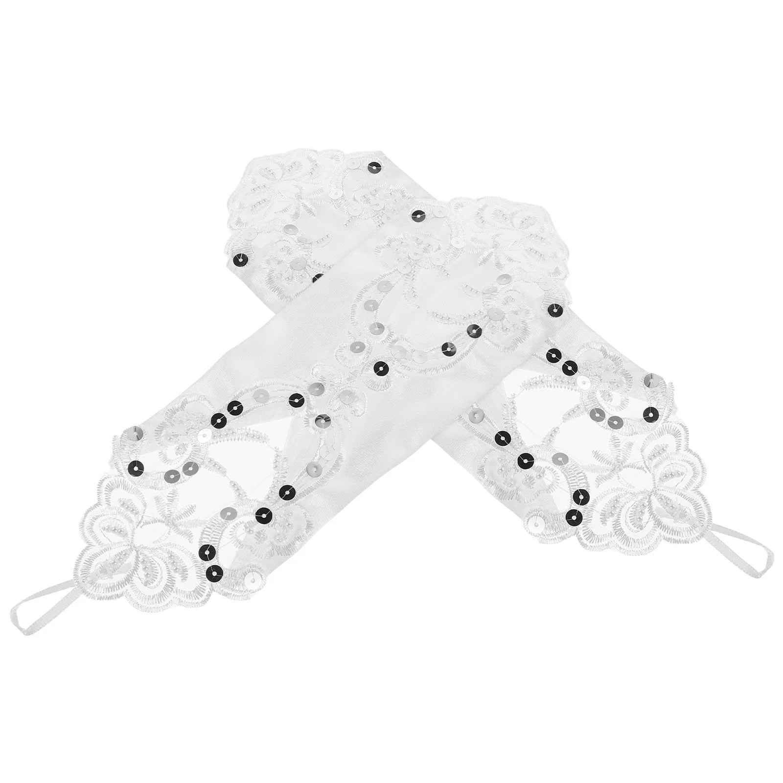 1Pair Wedding Lace Fingerless Gloves White Bridal Floral Lace Wrist Sleeves Romantic Bride Dress Accessory Wrist Sleeves