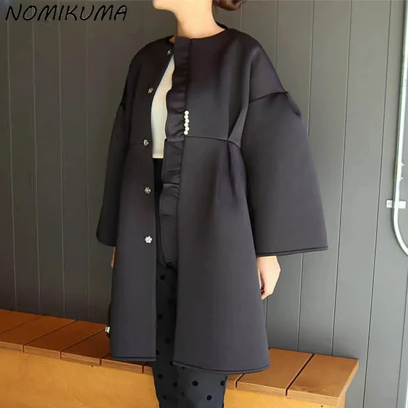 Nomikuma Japanese 2024 Autumn/Winter New Black Shirt Dress