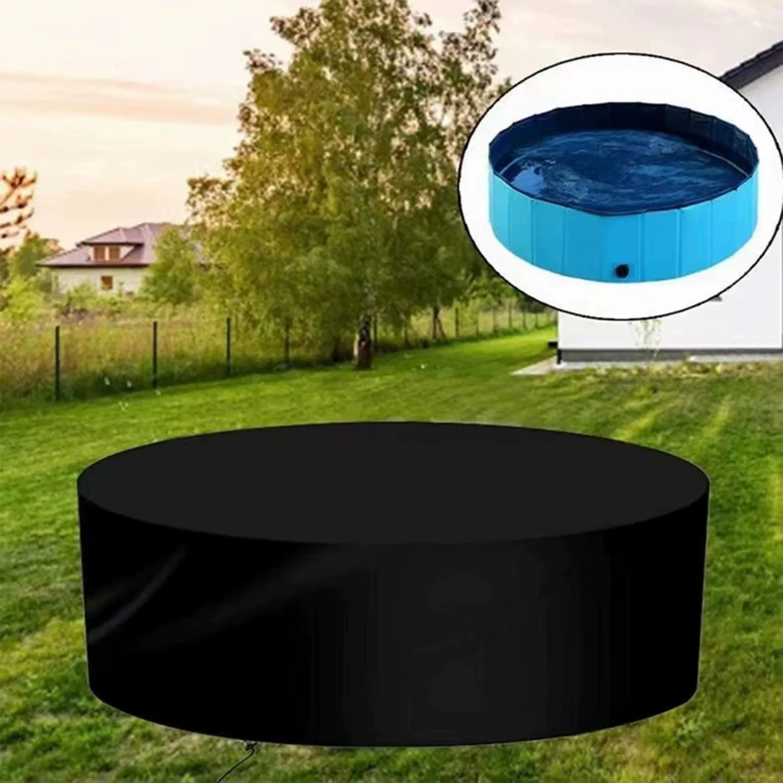 1-pack 6 FT ronde zwembadafdekking Zwembadafdekking voor bovengrondse zwembaden Voorraadtank Trampoline Waterdicht en stofdicht Sneeuwbestendig en