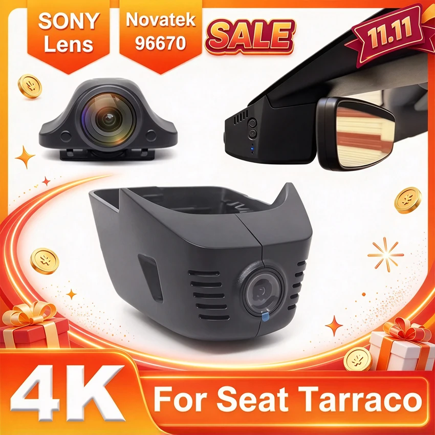 4K Dash Cam Front Rear WiFi Dual Camera Dashcam APP Control Easy Install Plug Play Compatible with For Seat Tarraco 2019-2025