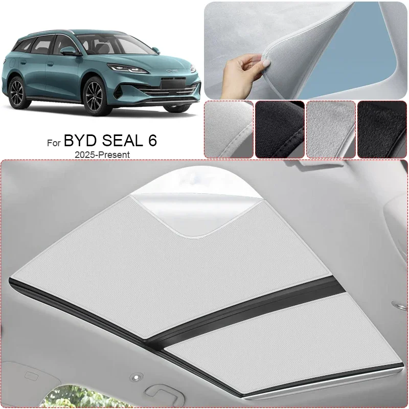 

For BYD SEAL 6 Sedan 2025-Present Car Suede Fabric Electrostatic Adsorption Sunroof Sunshade Anti-UV Heat Insulation Skylight