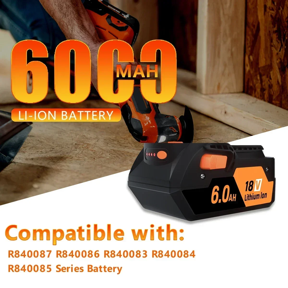 R 840087   AC 840087 P 6000mAh für Ridgid 18V Lithiumbatterie R 840083   R 840085   R 840086   AC 840085   AC 840086   AC 840089   Akku-Bohrwerkzeuge