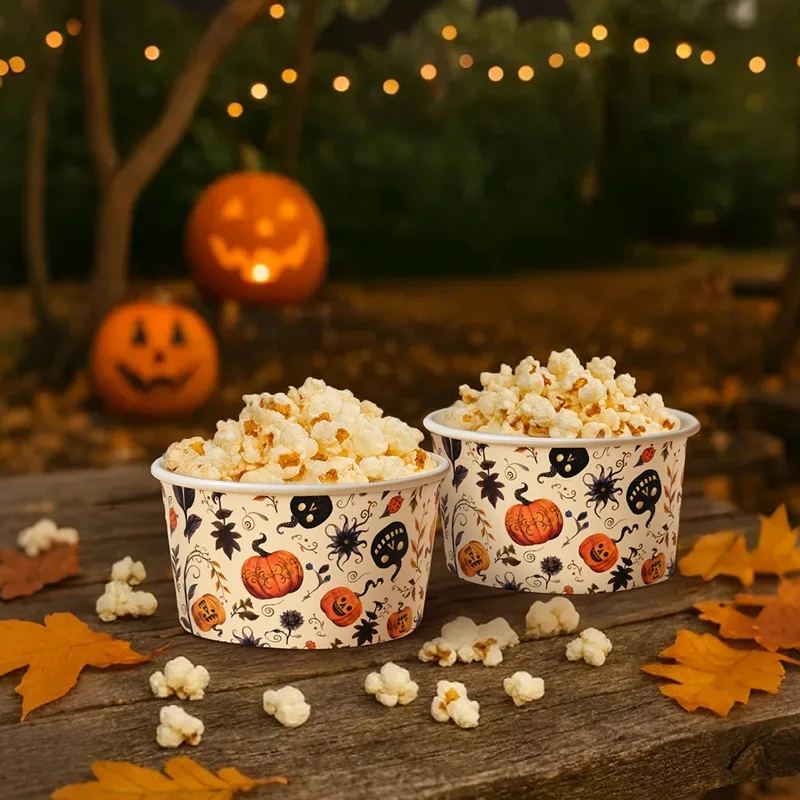 10/30/50Pcs Halloween Paper Bowl Pumpkin Ghost Black Orange Disposable Food Snack Cups Dessert Bowl Halloween Party Supplies view 2