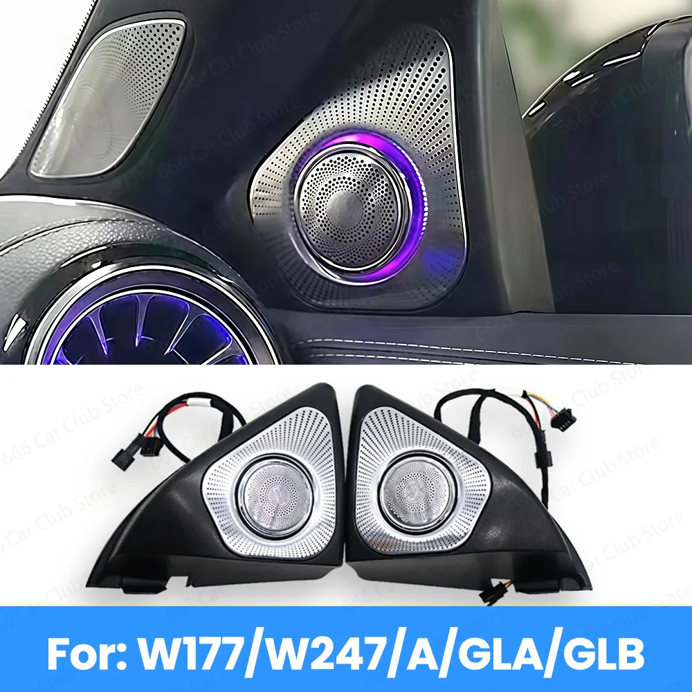 

64-Colour 3D Rotary Tweeter For Mercedes Benz W177 W247 GLB GLA A Class Car LED Treble LoudSpeaker Horn Decoration Ambient light