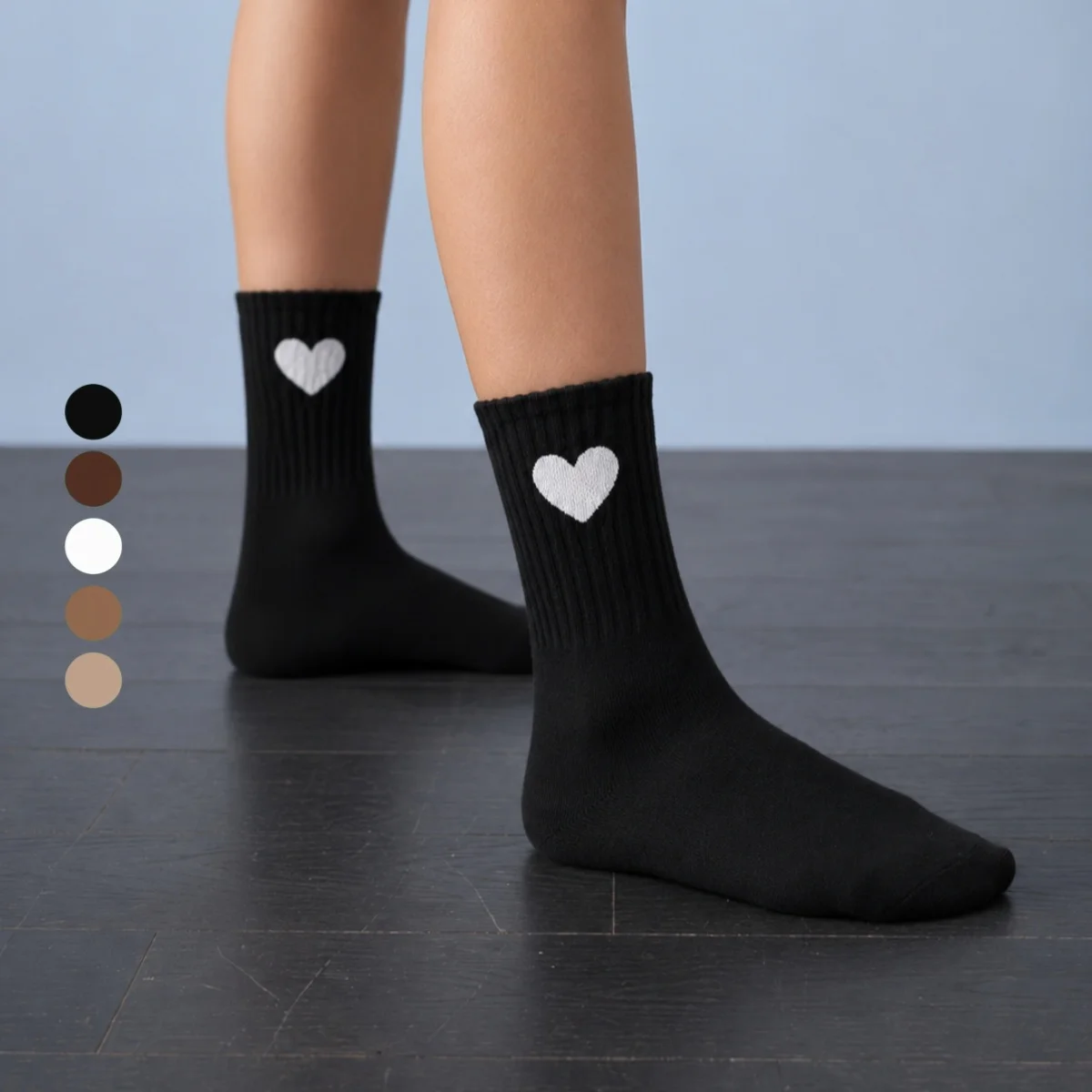 3 Pairs of Socks in Random Colors / 5 Pairs of Multi-Colored Socks / 10 Pairs of Multi-Colored Women's Mid-Calf Socks with Hearts, Breathable, Comfortable, Sweat-Wicking, Versatile, Elegant, Suitable for Lolita Style,