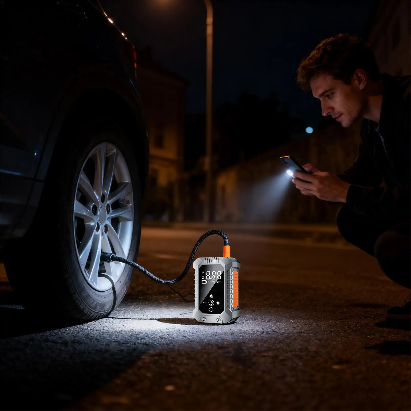 

Air Pump For Car Tires Cordless Auto Shut-Off With LED Lights Car Tire Air Pump Portable Inflator For Bike Sedan SUV Balls